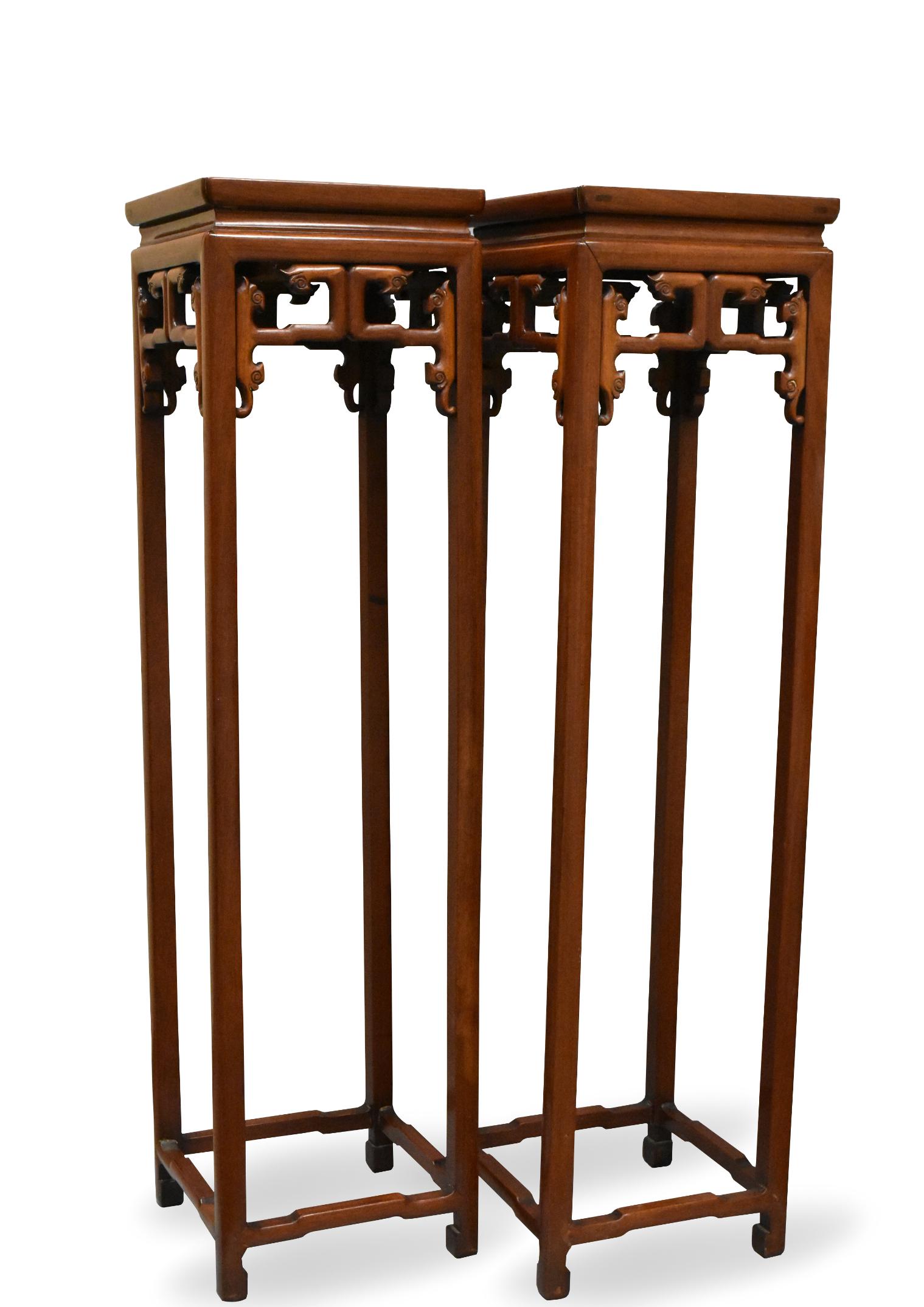 Pair of Tall Chinese Wood Stands, 19th Century (1 of 20)