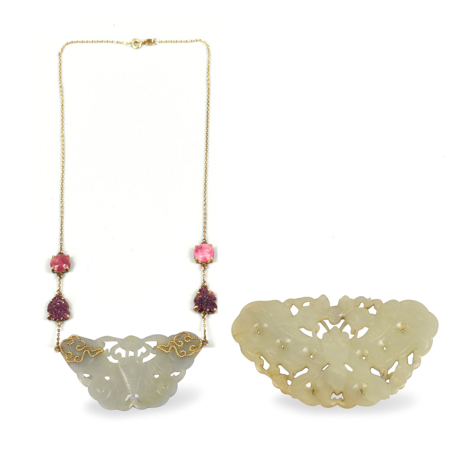 Two Chinese White Jade Butterfly Pendants, Qing D (1 of 7)