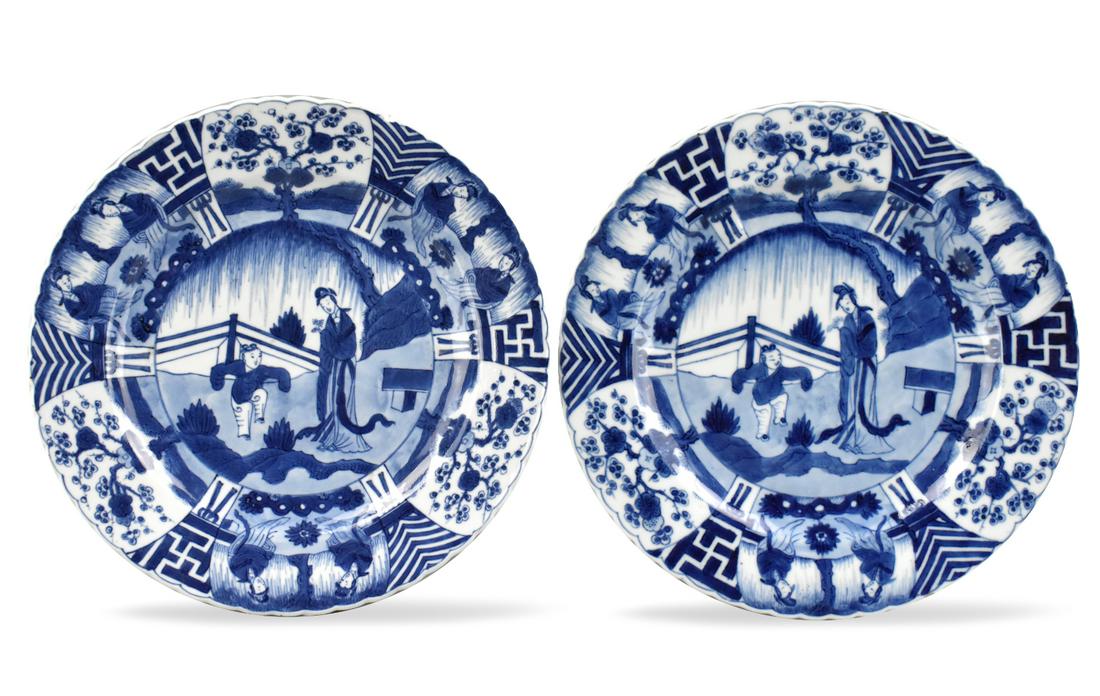 Pair of Chinese Export B & W Plate, KangXi Period (1 of 8)
