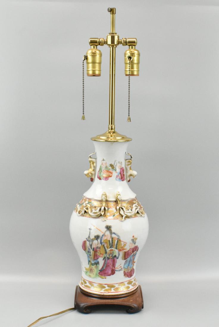 Chinese Canton Glazed Vase w/ Figures, MAL,19th C. (1 of 18)