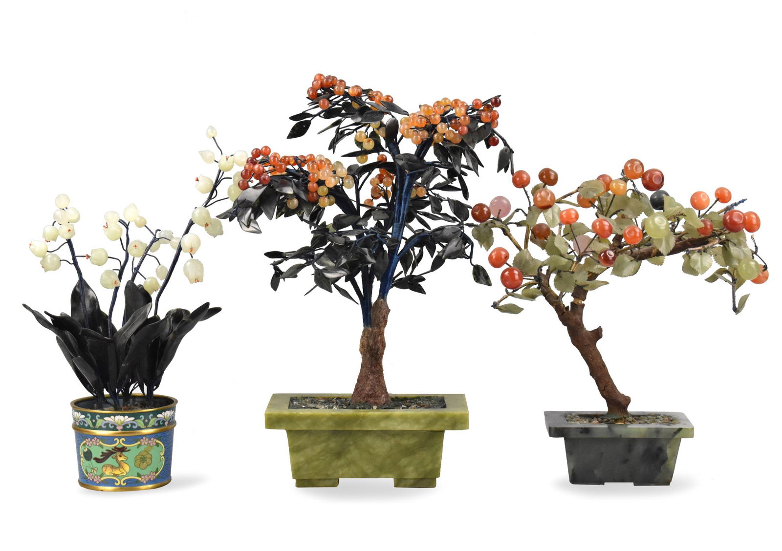 Group of 3 Chinese Jade Planter ,20th C. (1 of 12)