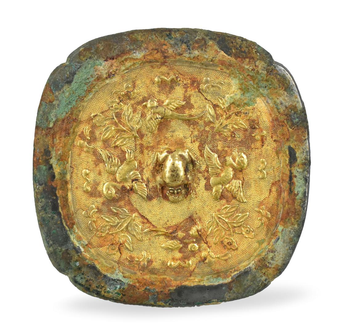 Chinese Bilt Bronze Mirror w/ Birds& Flower,Tang D (1 of 5)