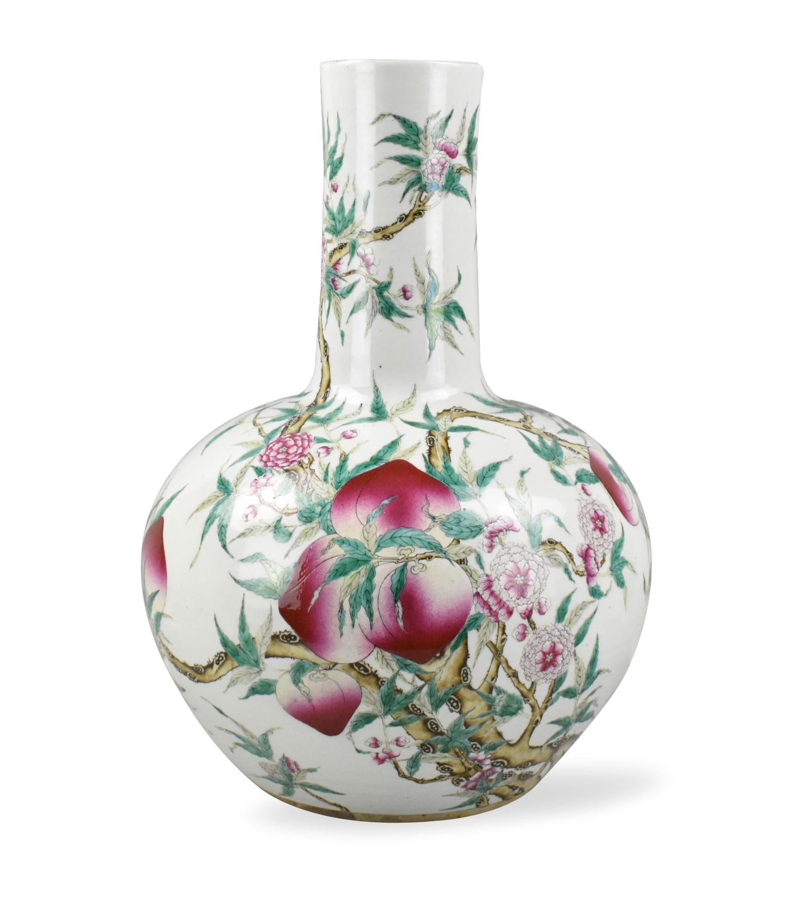 Large Chinese Famille Rose 9 Peach Vase,19th C. (1 of 13)