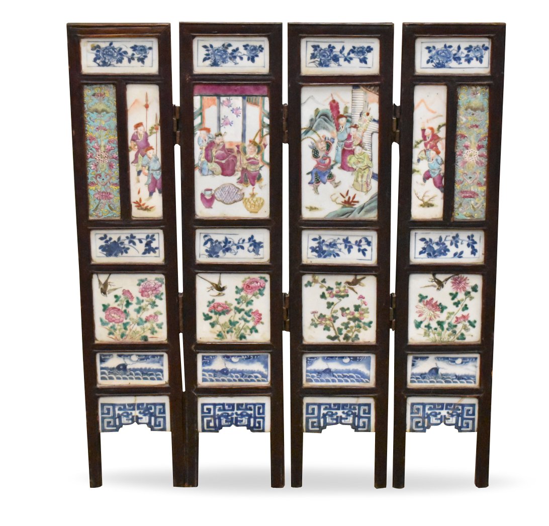 Set Chinese Famille Rose Framed Panels, Tongzhi P. (1 of 13)