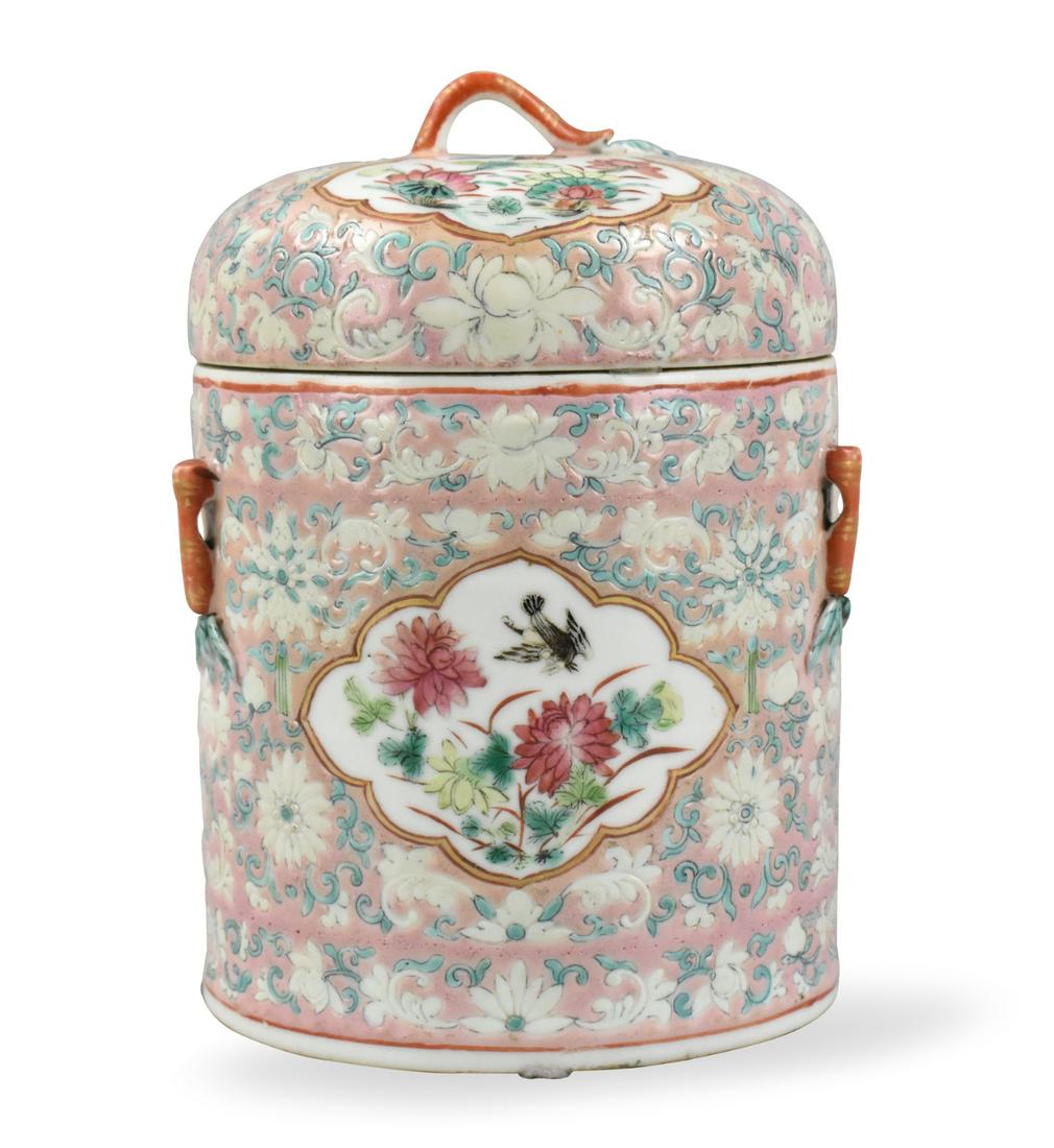 Chinese Famille Rose Floral Covered Jar,19th C. (1 of 11)