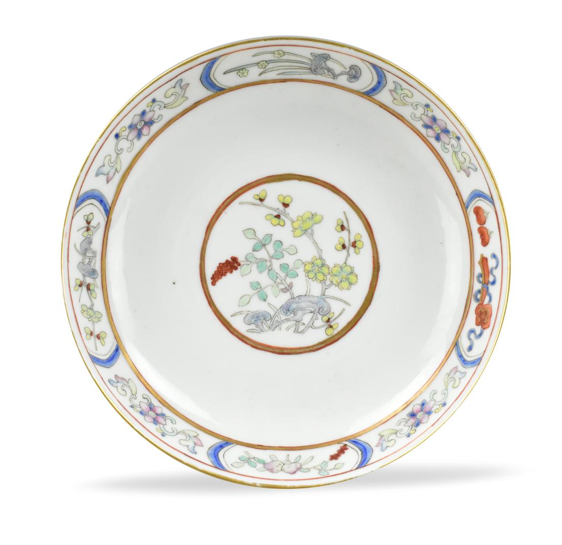Chinese Enameled Famille Rose Plate ,19th C. (1 of 12)