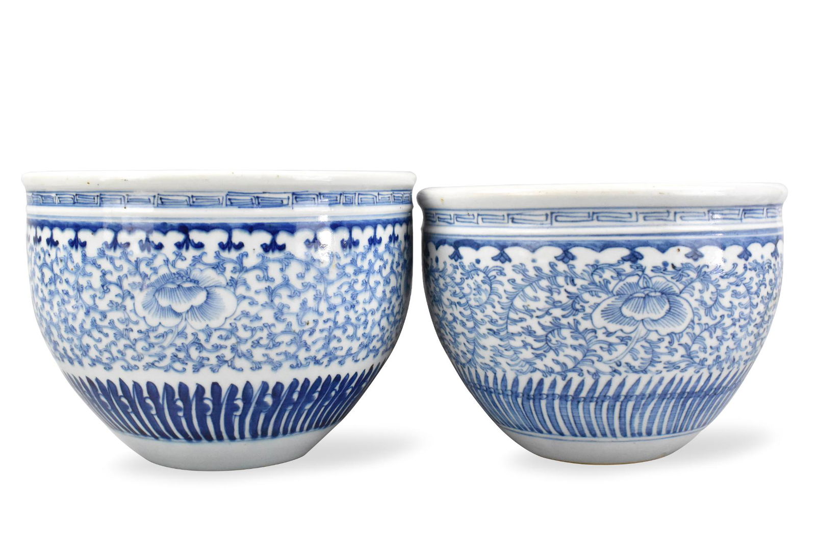 2 Chinese Blue & White Scrolling Floral Jar,19th C (1 of 10)