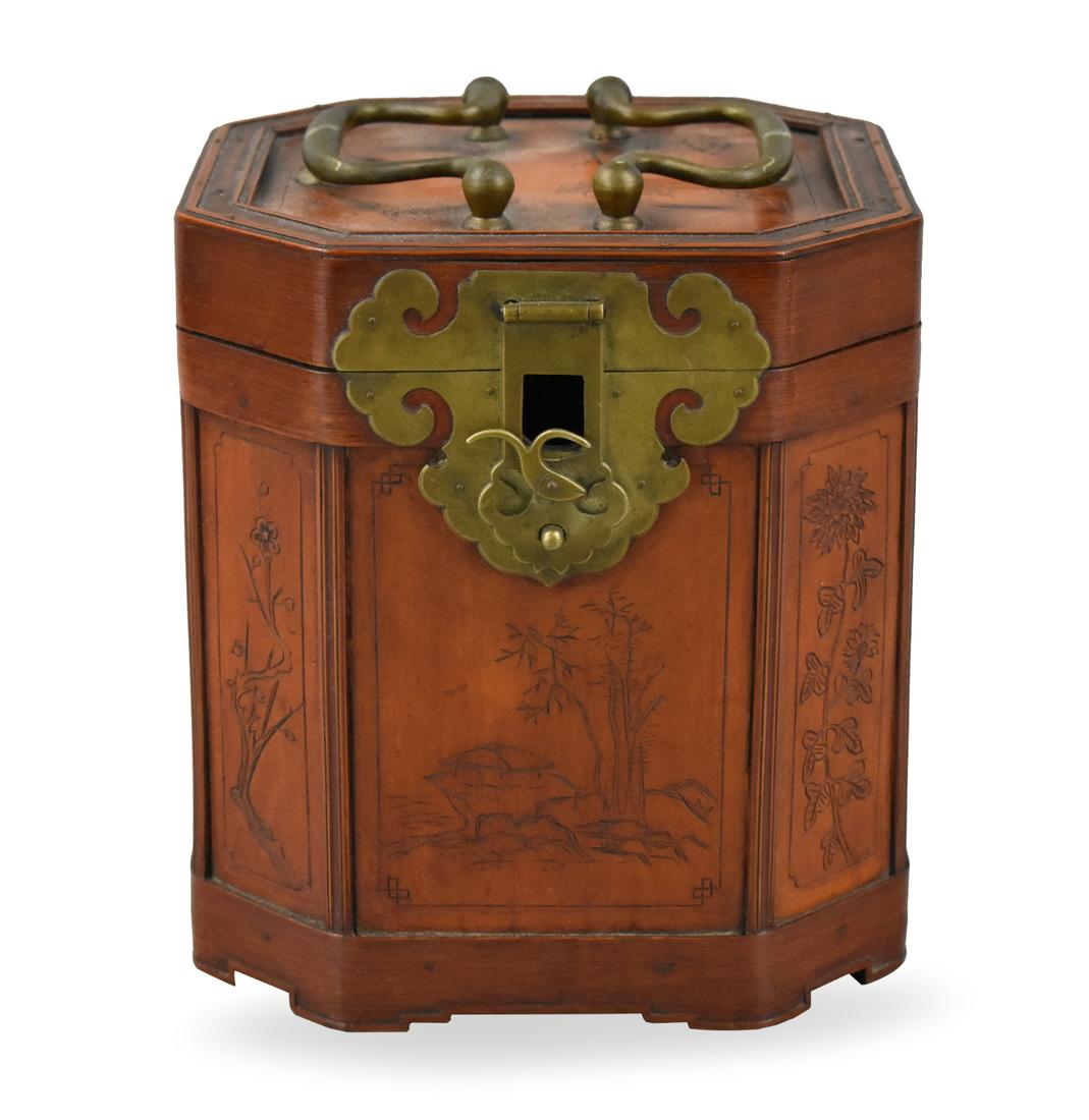 Chinese Bamboo Carved Covered Box, Qing Dynasty (1 of 16)