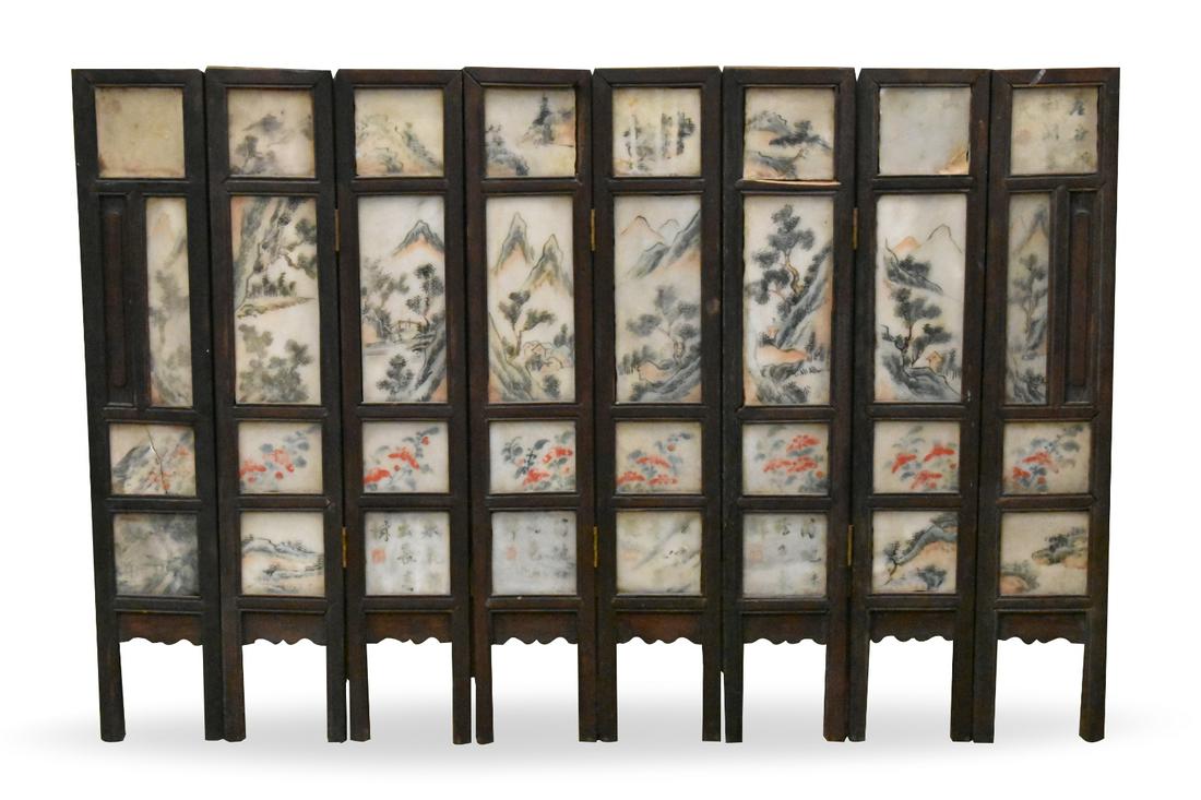 Set of 8 Chinese Enamel Marble Panels,19th C. (1 of 13)