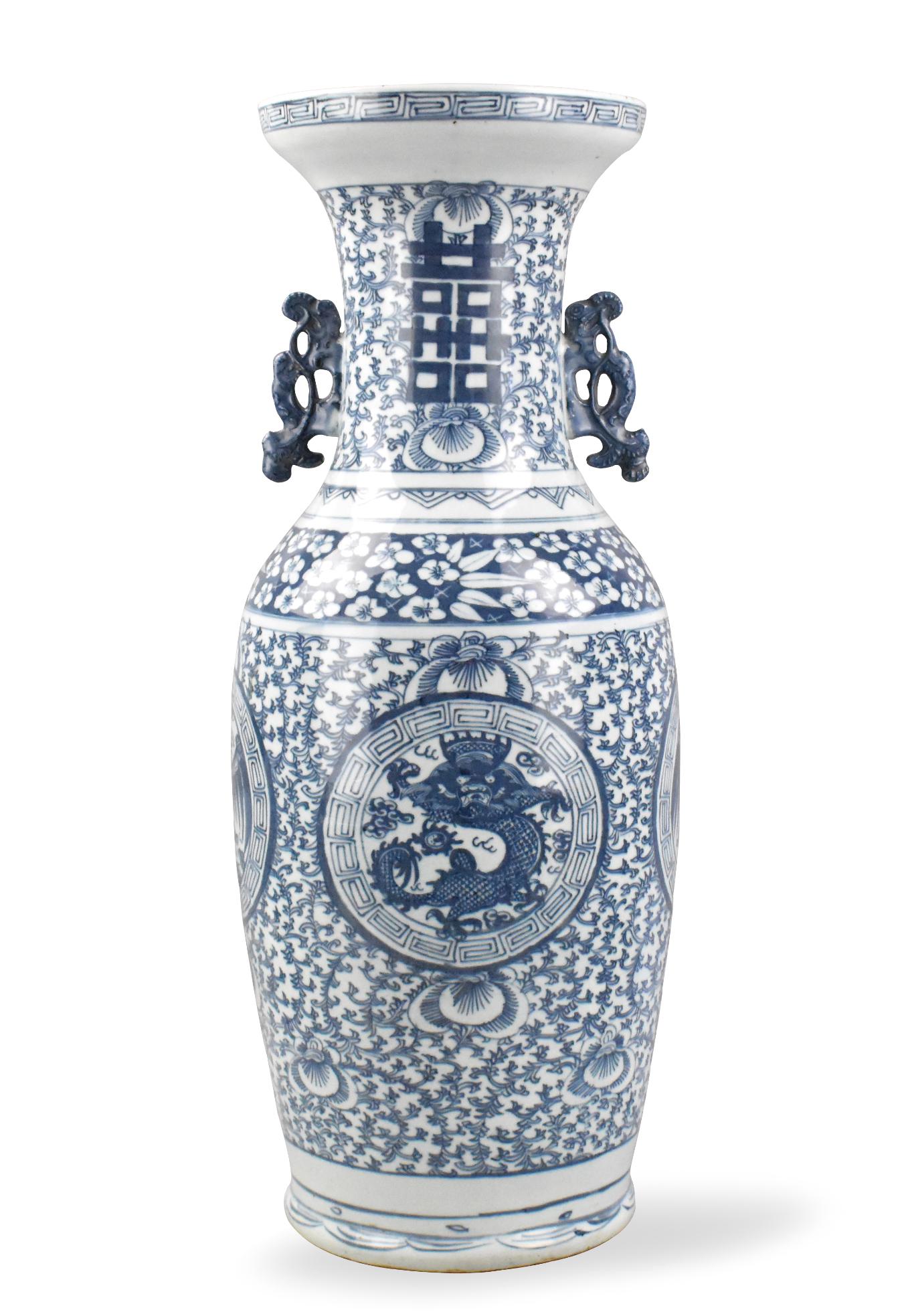 Large Chinese B & W Dragon & Phoenix Vase,19th C. (1 of 13)