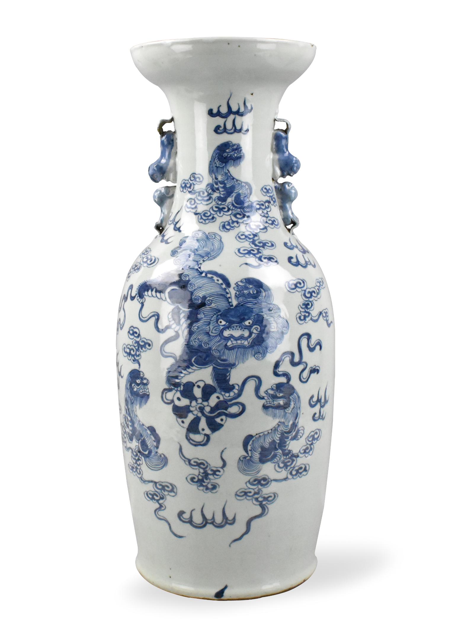 Chinese Celadon Blue & White Vase w/ Lion,19th C. (1 of 13)