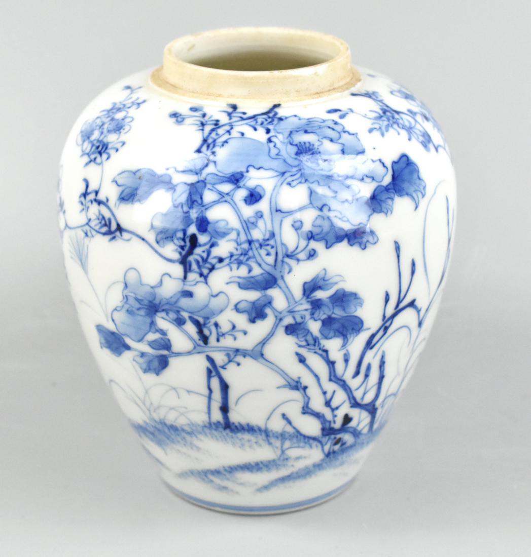 Chinese Blue &White Jar w/ Winter 3 Friends,19th C (1 of 11)