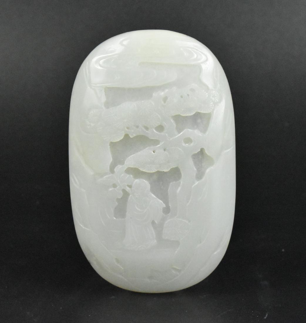 Chinese White Jade Carved Plaque, Qing Dynasty (1 of 7)