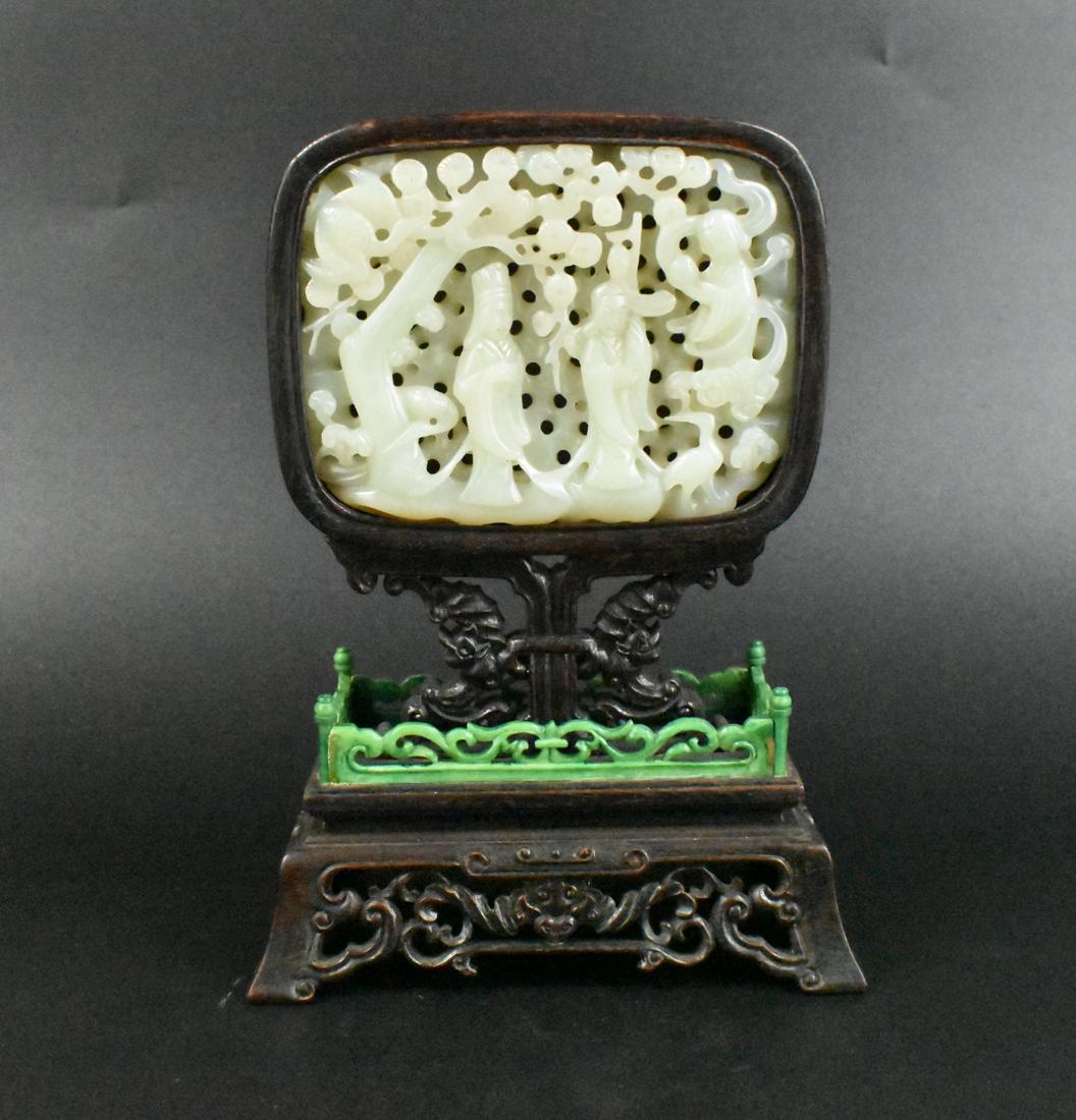 Chinese Jade Carved Plaque Table Screen,Qing D. (1 of 12)