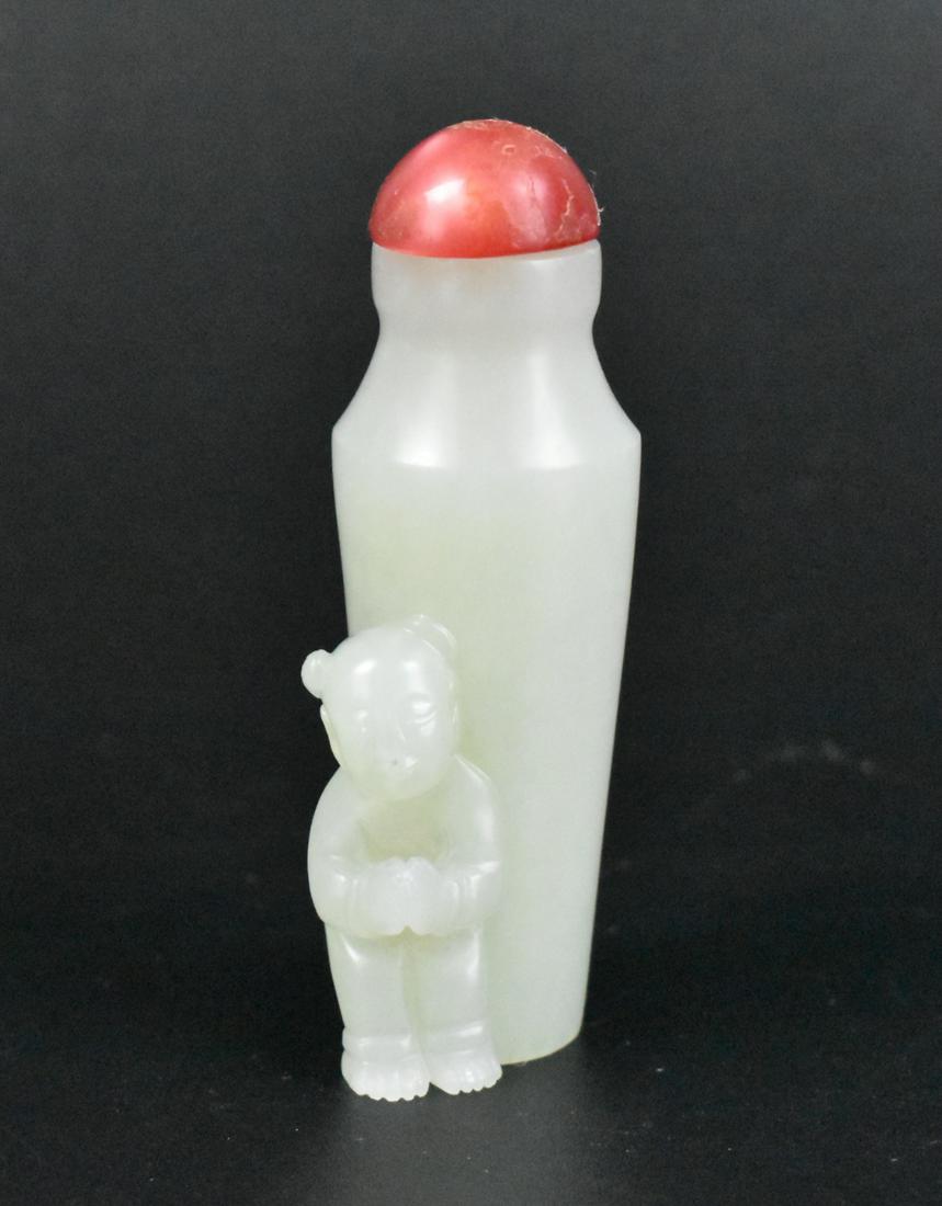 Chinese Jade Carved Snuff Bottle w/ Boy, Qing D. (1 of 7)