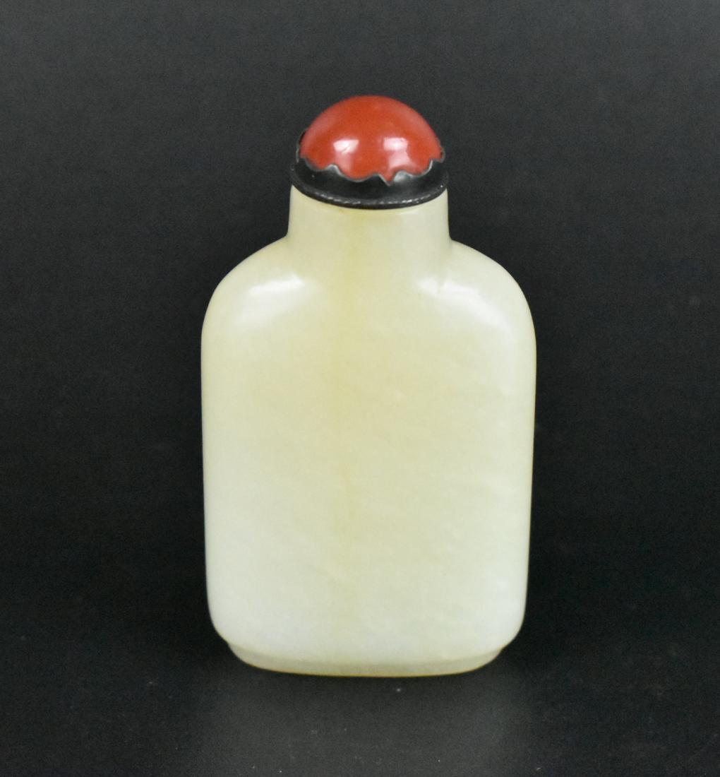 Chinese White Jade Carved Snuff Bottle, Qing D, (1 of 8)