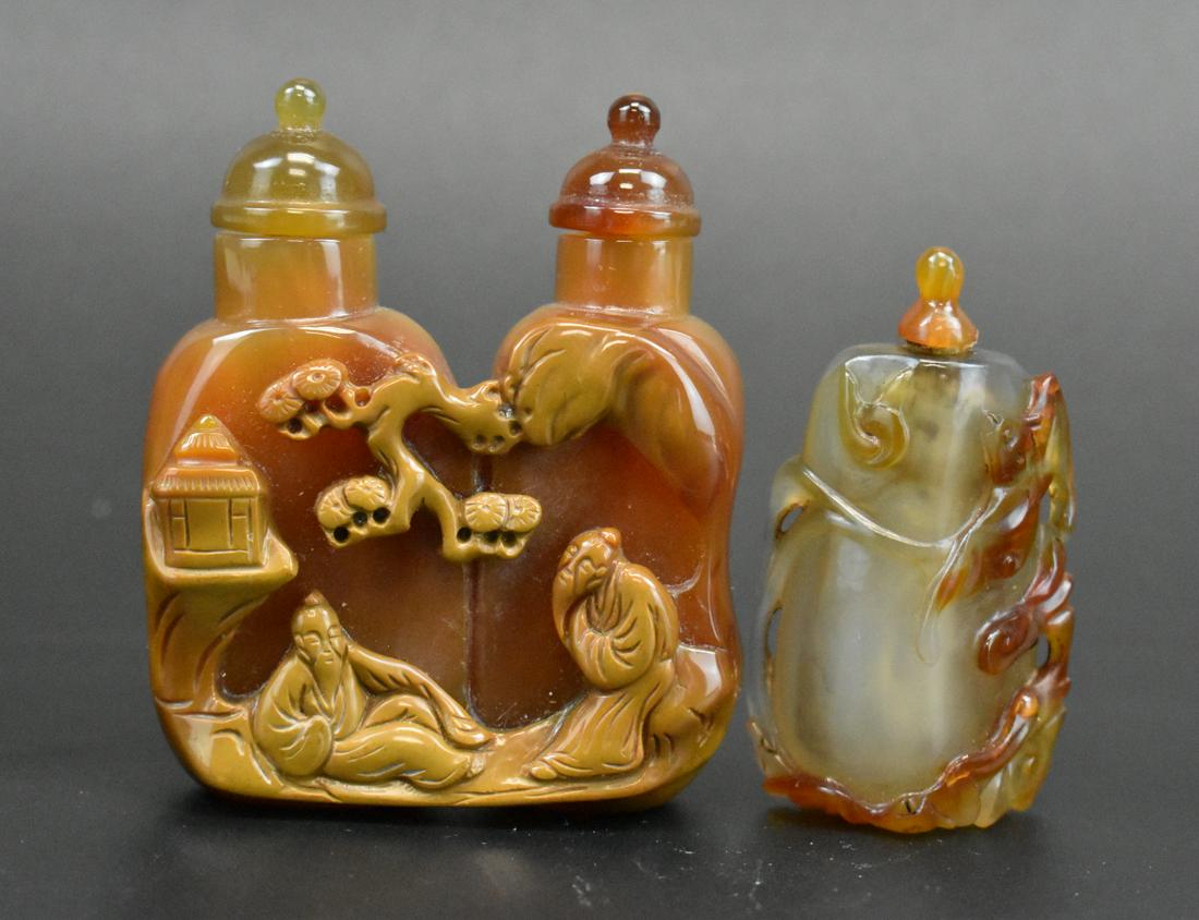 Two Chinese Carved Agate Snuff Bottles,Qing D. (1 of 11)