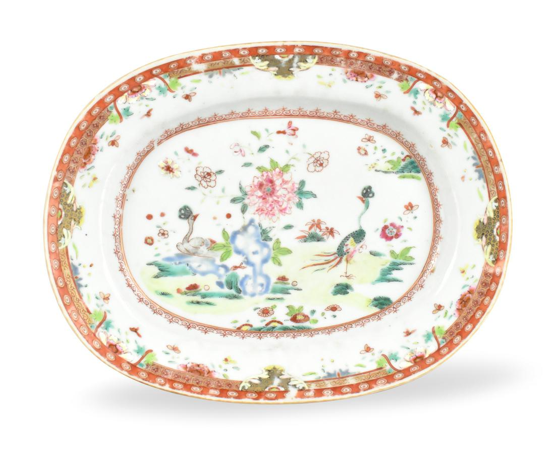 Chinese Export Famille Rose Plate w/Birds, 18th C. (1 of 9)