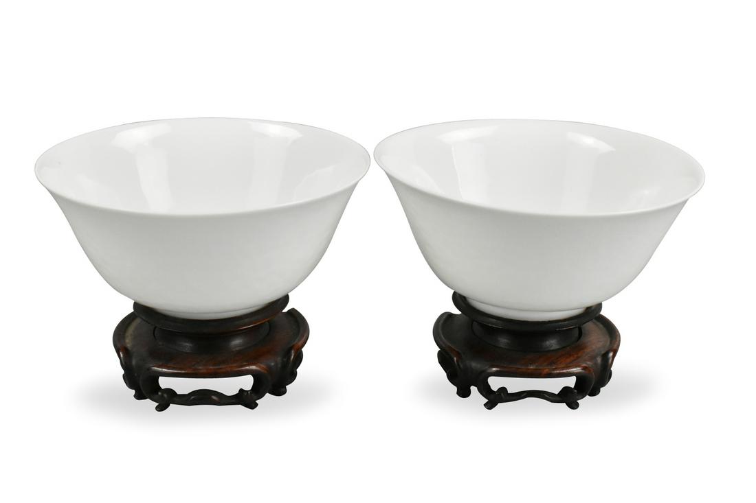 Pair Chinese White Glazed Bowls,Yongzheng Period (1 of 12)