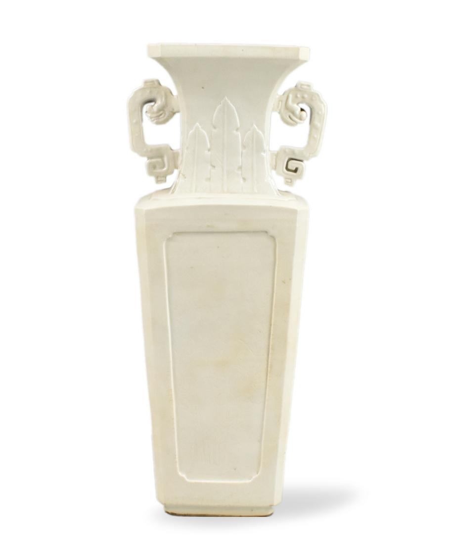 Chinese White Glazed Square Vase ,18th C. (1 of 13)