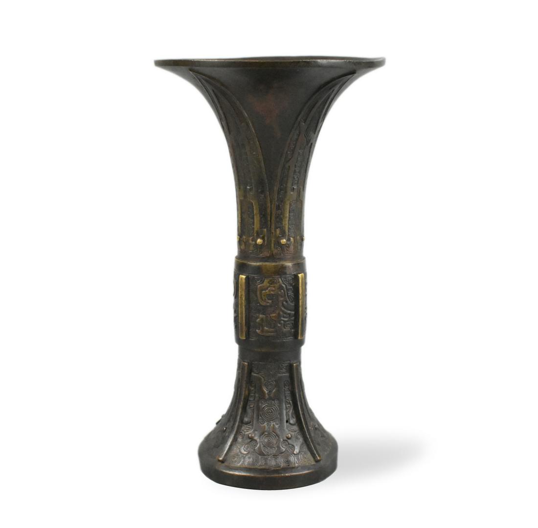 Chinese Archaistic Bronze Gu Vase, 17th C. (1 of 11)