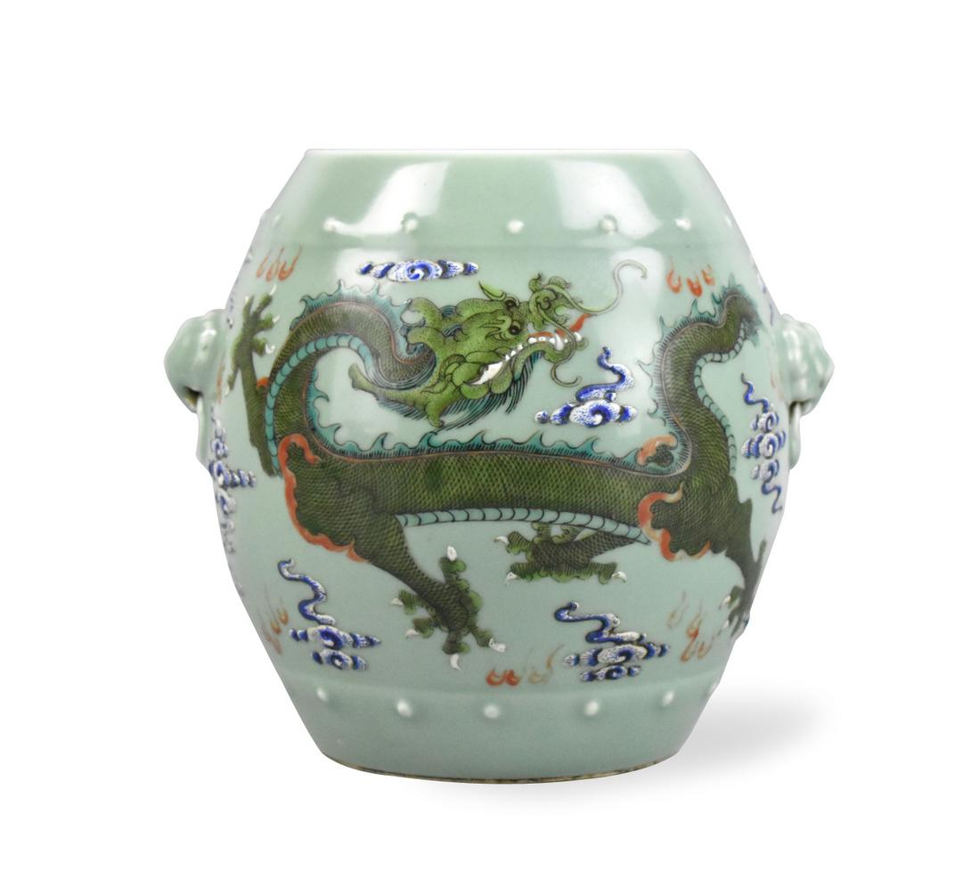 Chinese Celadon Famille Rose Dragon Jar, ROC P. (1 of 18)