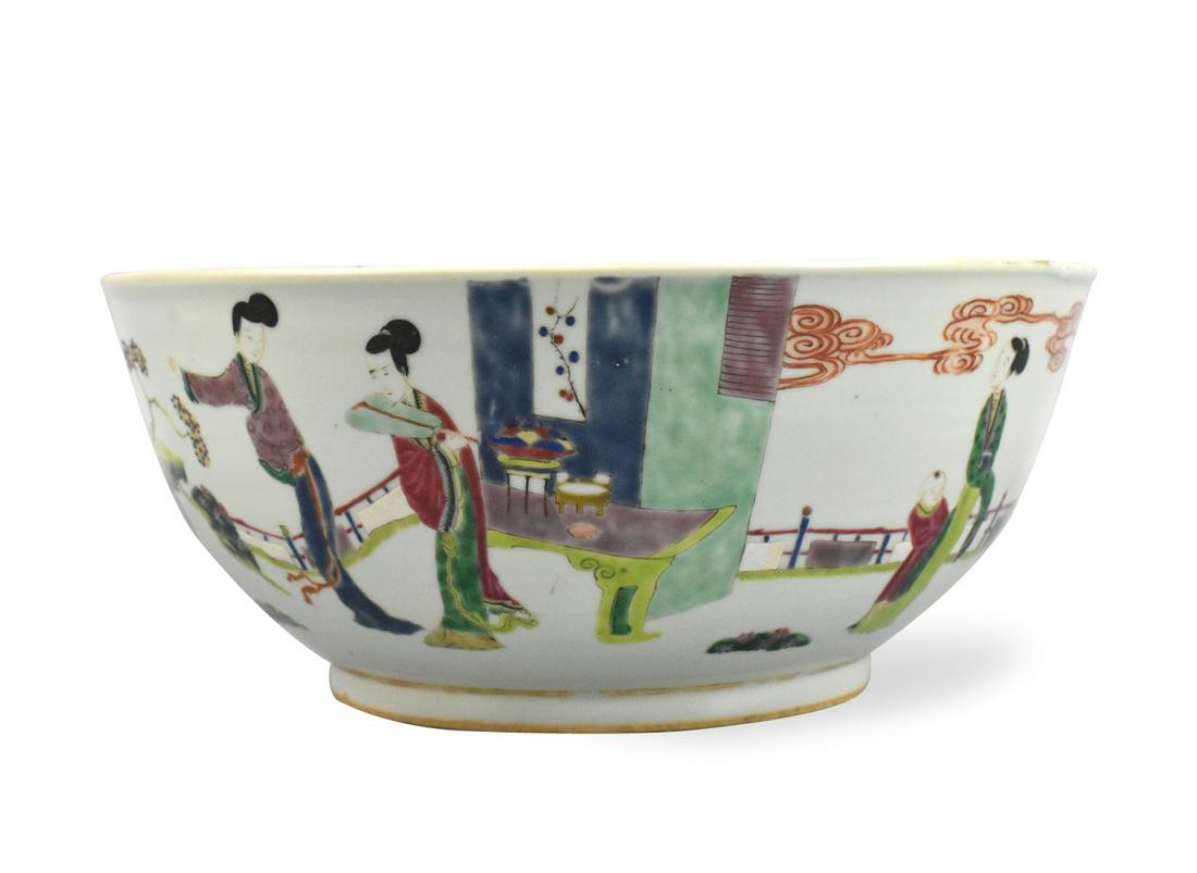 Large Chinese Famille Rose & Iron Red Bowl, 19th C (1 of 12)