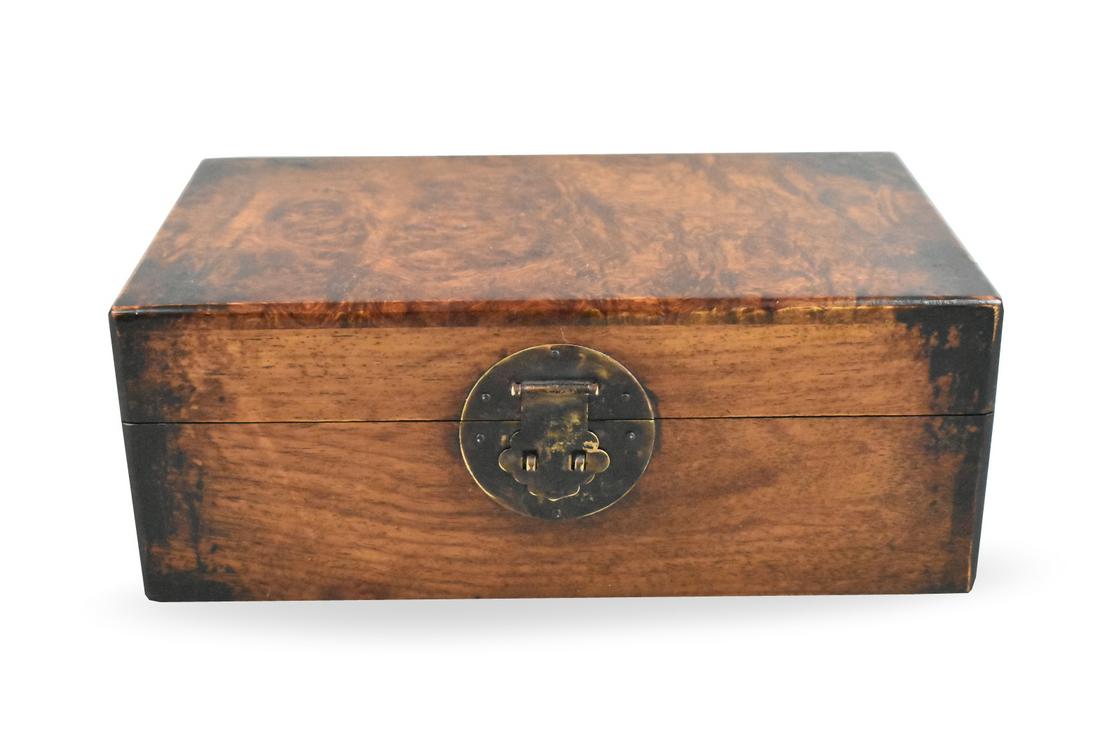 Chinese Burl Wood Carved Box, 19th C. (1 of 13)