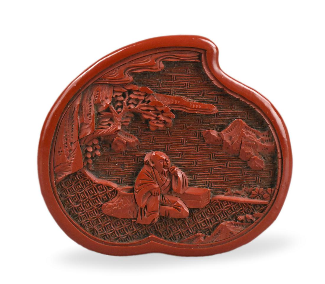 Chinese Carved Cinnabar Covered Box , 18th C. (1 of 13)