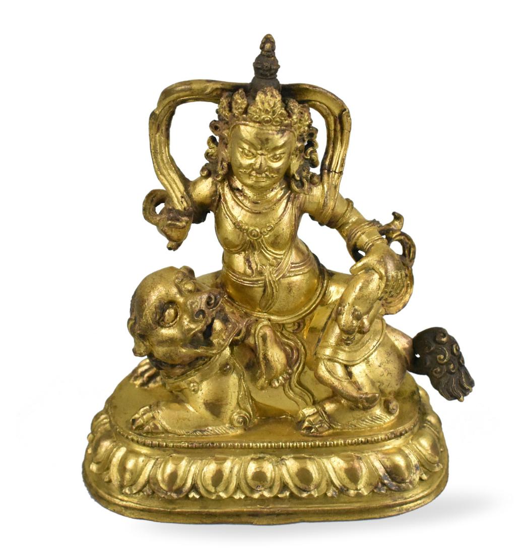 Chinese Gilt Bronze Jambhala Buddha Statue,18th C. (1 of 16)