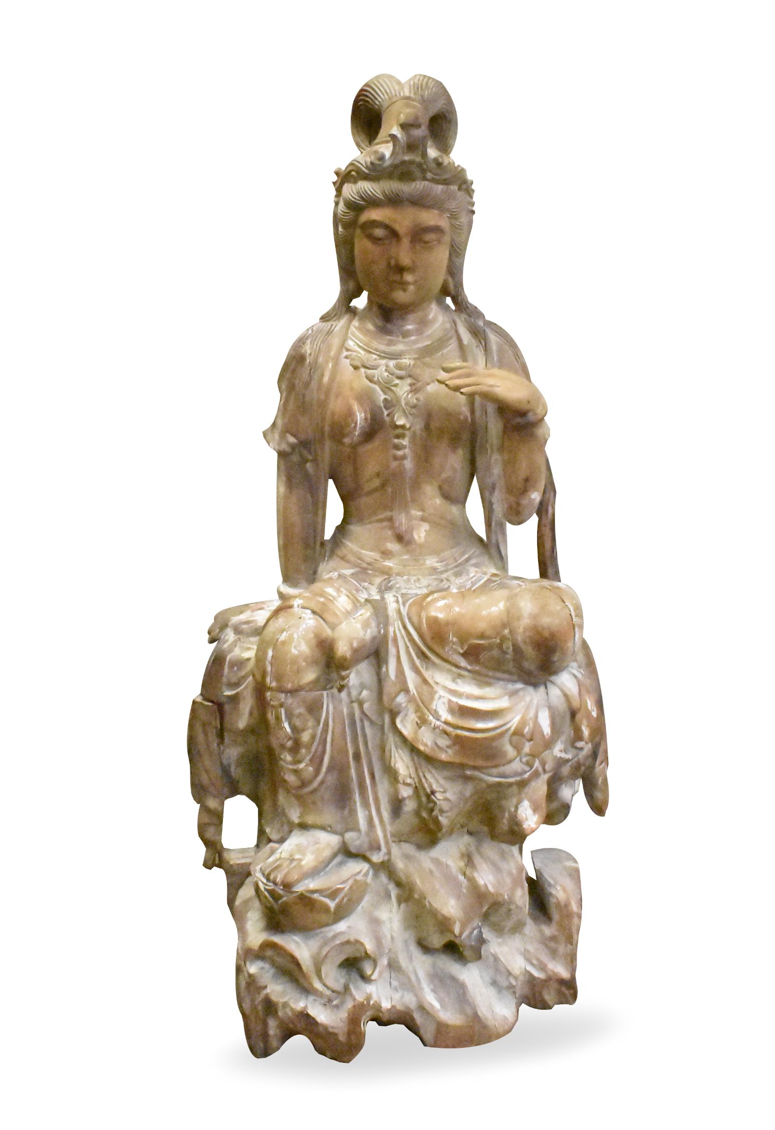 Massive Chinese Wood Carved Guanyin Figure,19th C. (1 of 15)