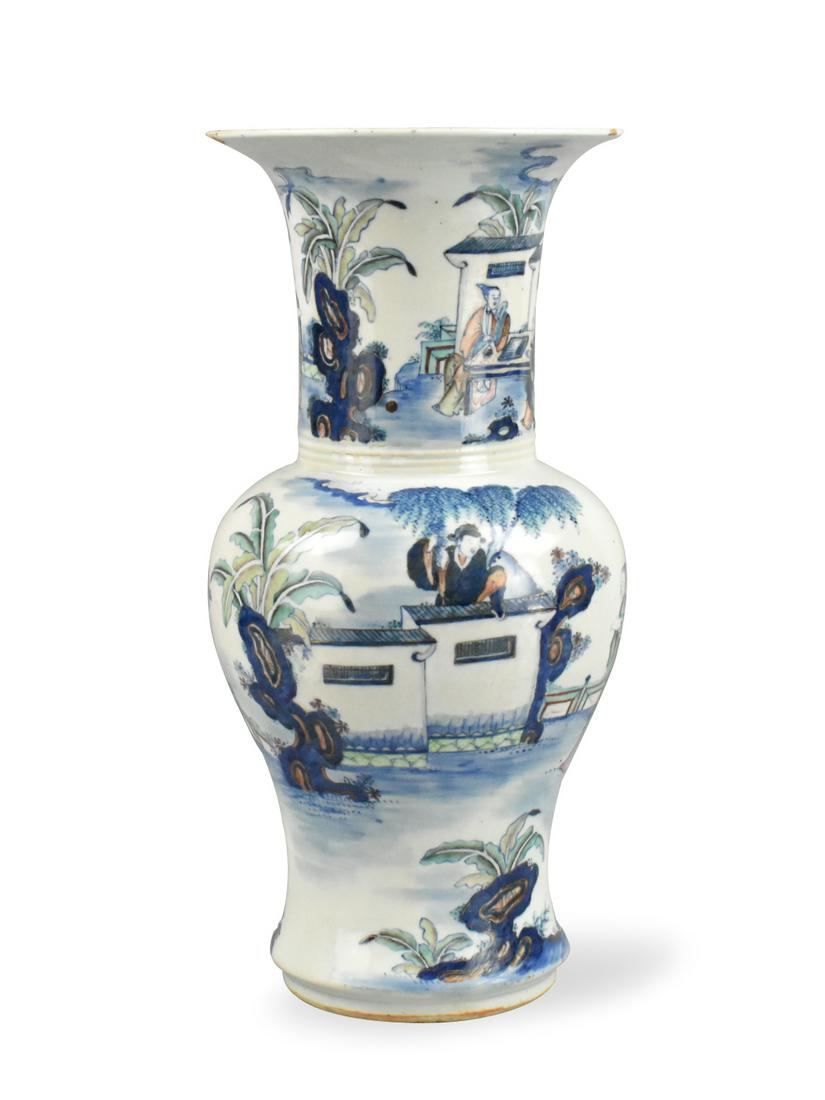 Chinese Doucai Glaze YenYen Vase w/ Figure,18th C. (1 of 19)