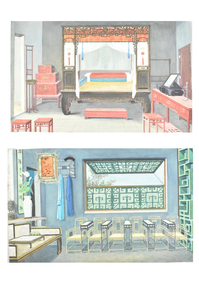 2 Chinese Canton Painting of Rooms, 19/20th C. (1 of 16)