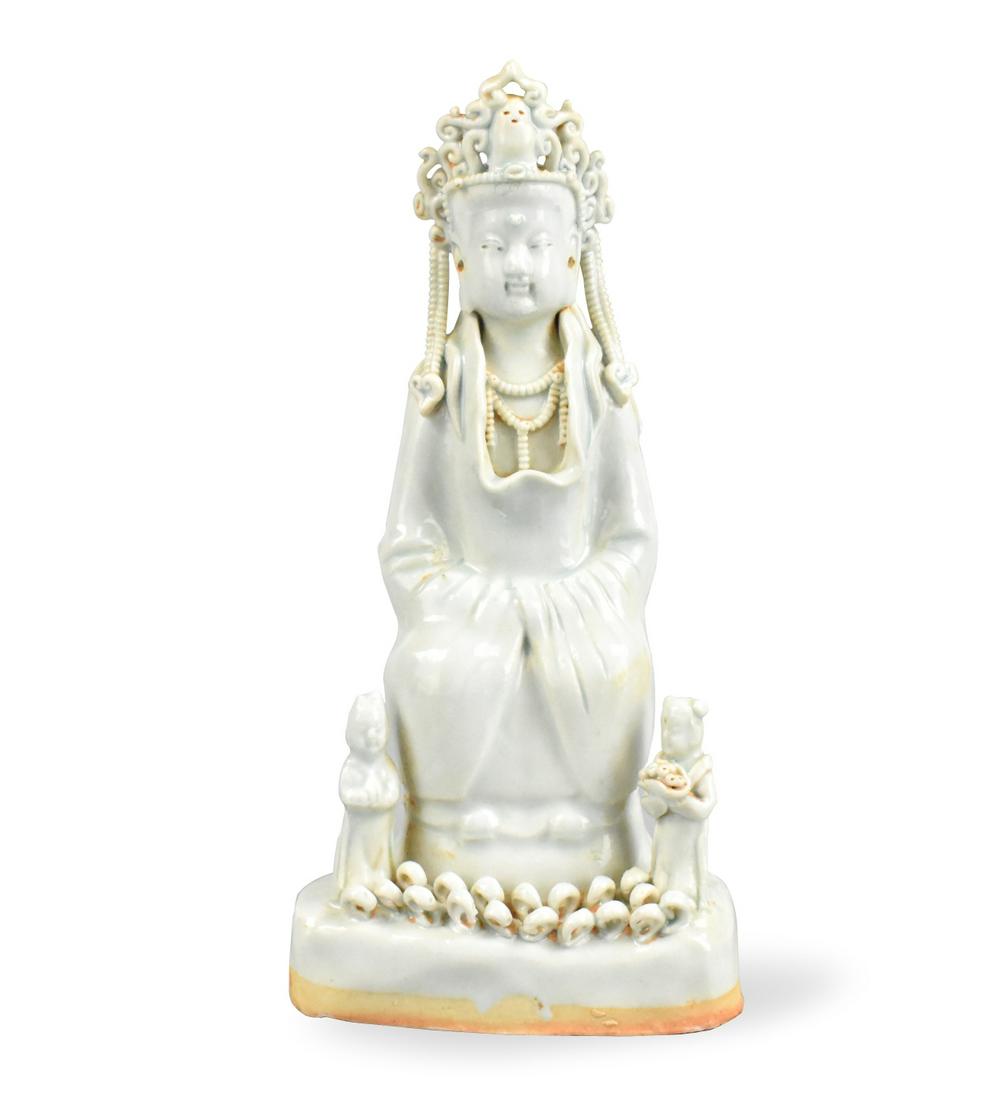 Chinese Qingbai Glazed Guanyin Figure, Yuan Dynast (1 of 14)