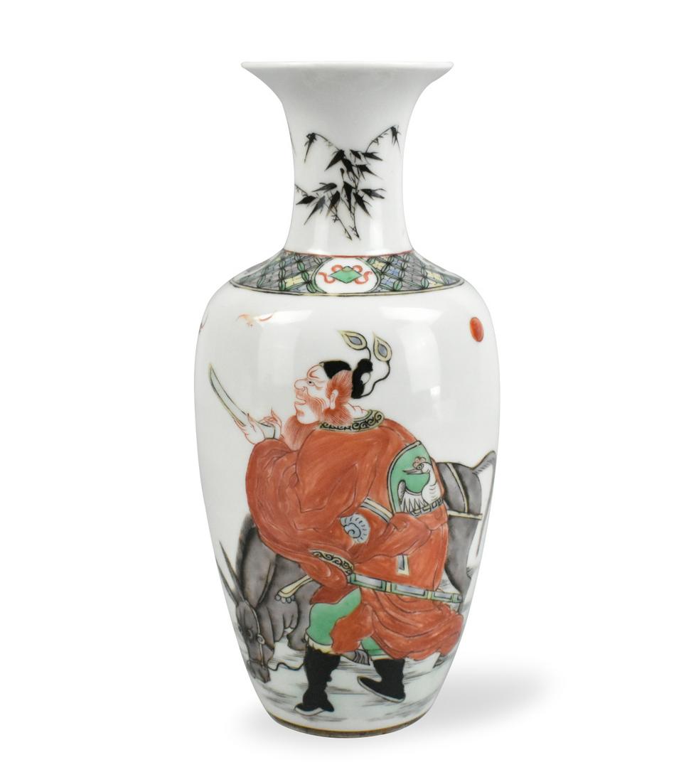A Chinese Famille Verte Figure Vase (1 of 14)