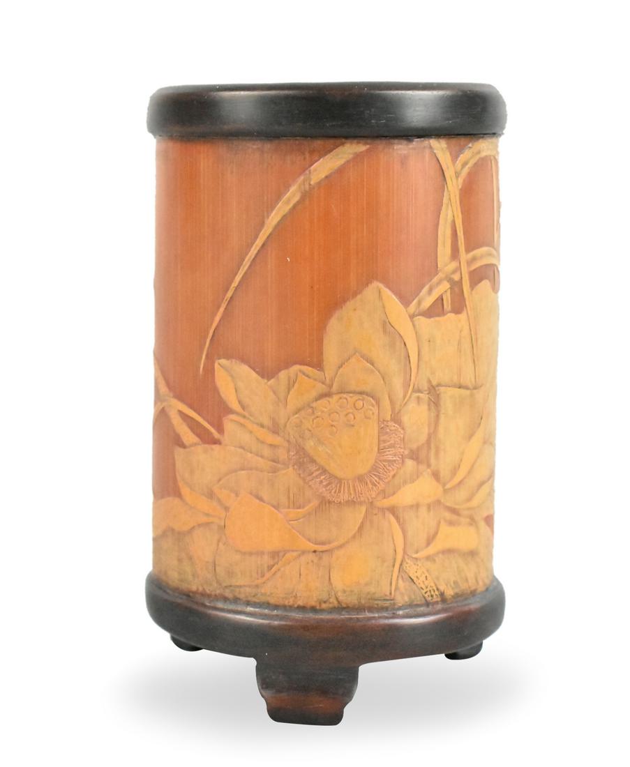 Chinese Bamboo Carved Brushpot, Qing Dynasty (1 of 8)