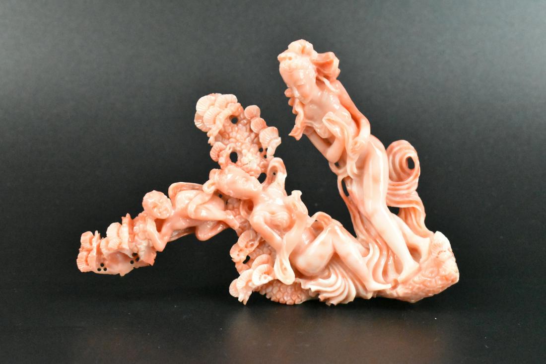 Chinese Red Coral Carved Figures, Qing Dynasty (1 of 16)