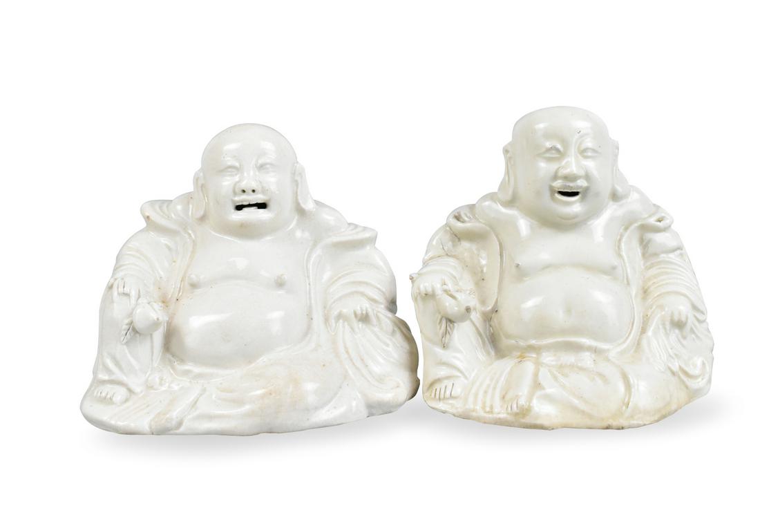 Pair of Chinese Ge Glazed Laughing Buddha, 19th C. (1 of 15)