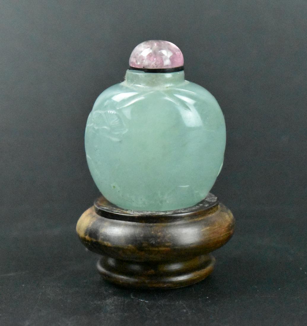 Small Chinese Jadeite Carved Snuff Bottle w/ Crane (1 of 10)