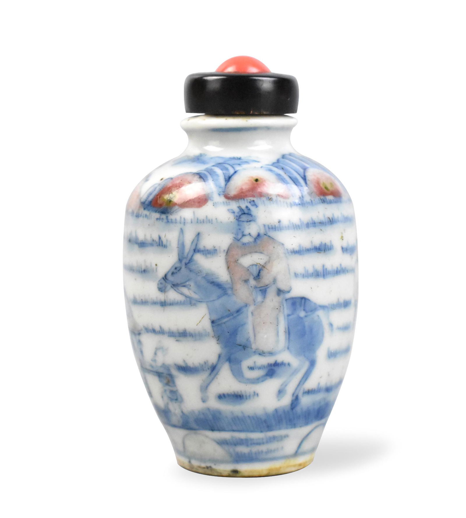 Chinese Blue & Copper Red Snuff Bottle,19th C. (1 of 9)