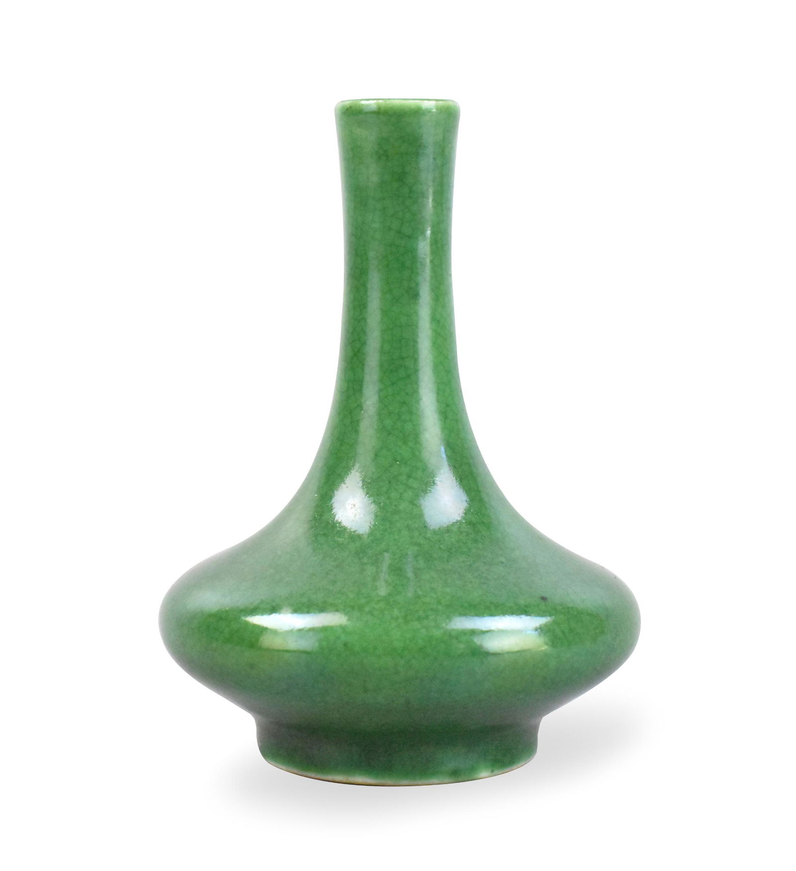 Small Chinese Ge Type Green Glazed Vase,19th C. (1 of 10)
