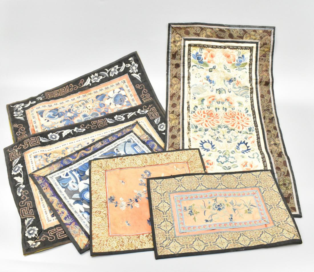 Group of 6 Chinese Embroidery Textiles,Qing D. (1 of 13)