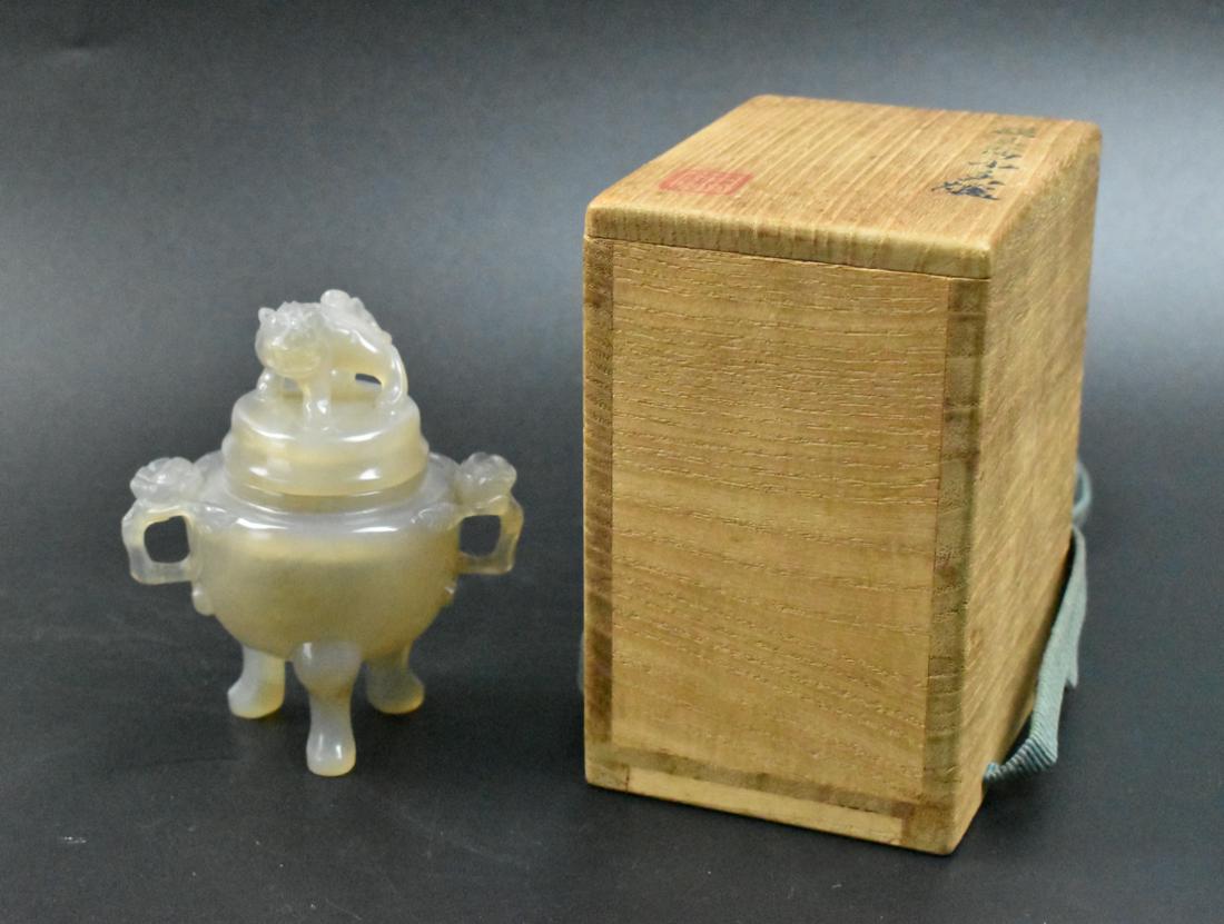 Chinese Agate Carved Tripod Incense Burner, Qing D (1 of 11)