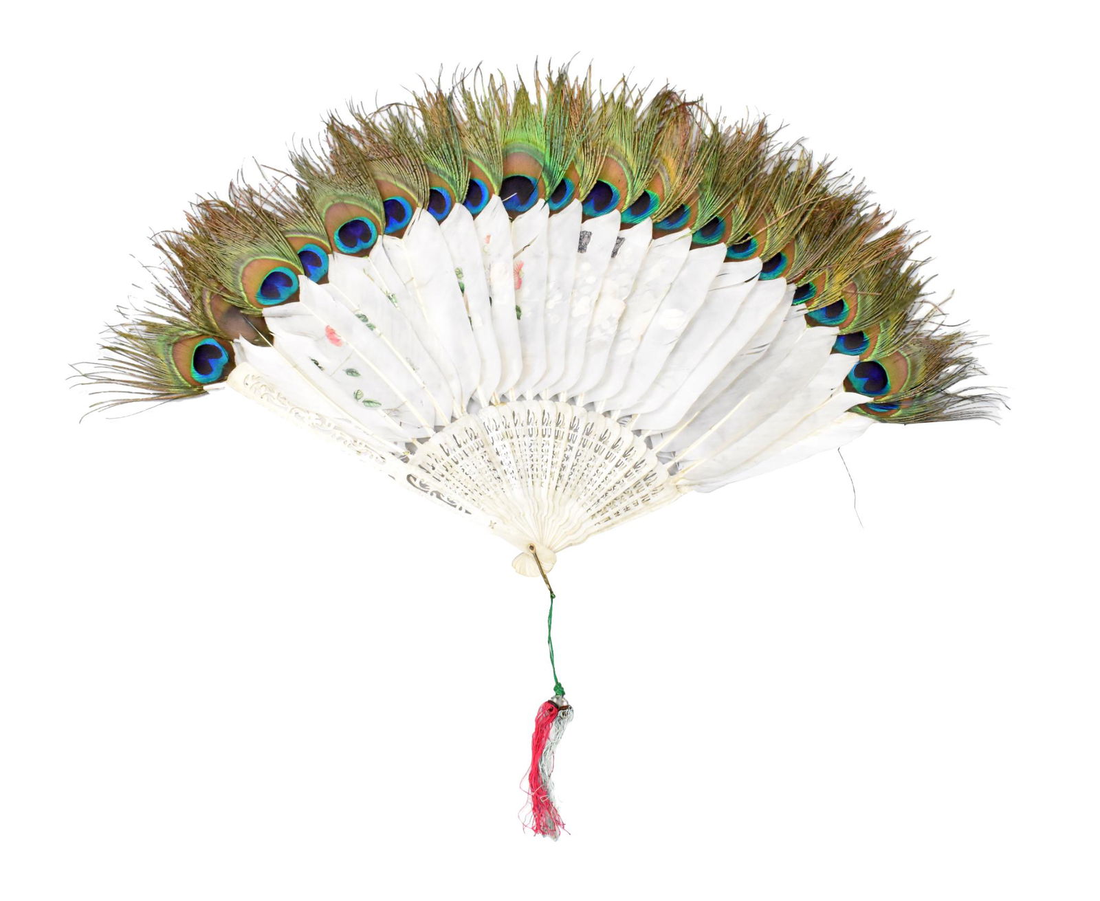 Chinese Peacock Feather Painted Fan ,Qing Dynasty (1 of 5)