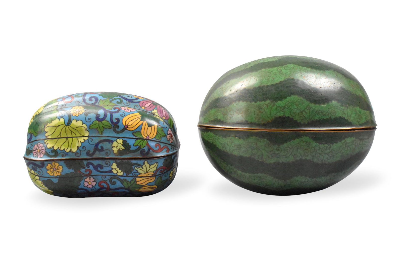 2 Chinese Cloisonne Melon Shaped Cover Box,ROC P (1 of 8)