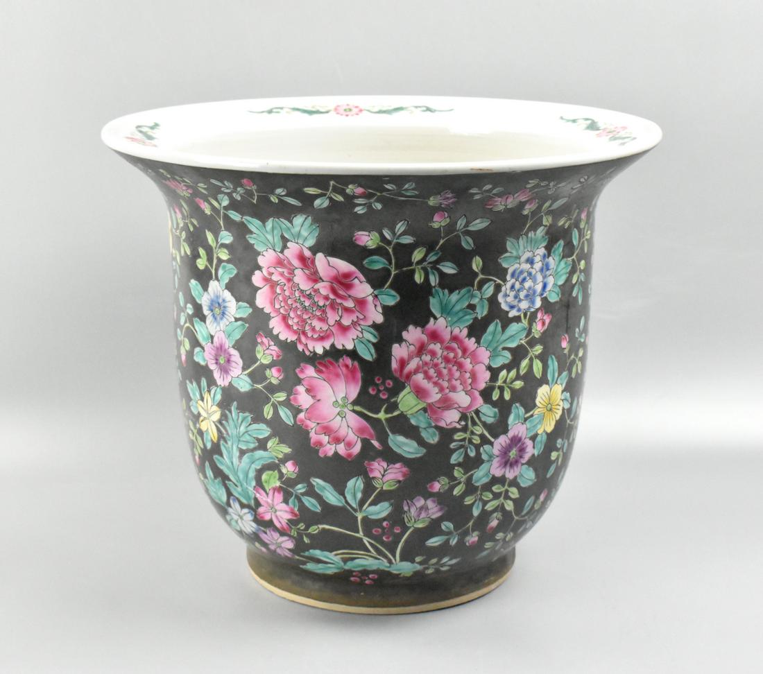Large Chinese Famille Noir Planter, 20th C. (1 of 10)