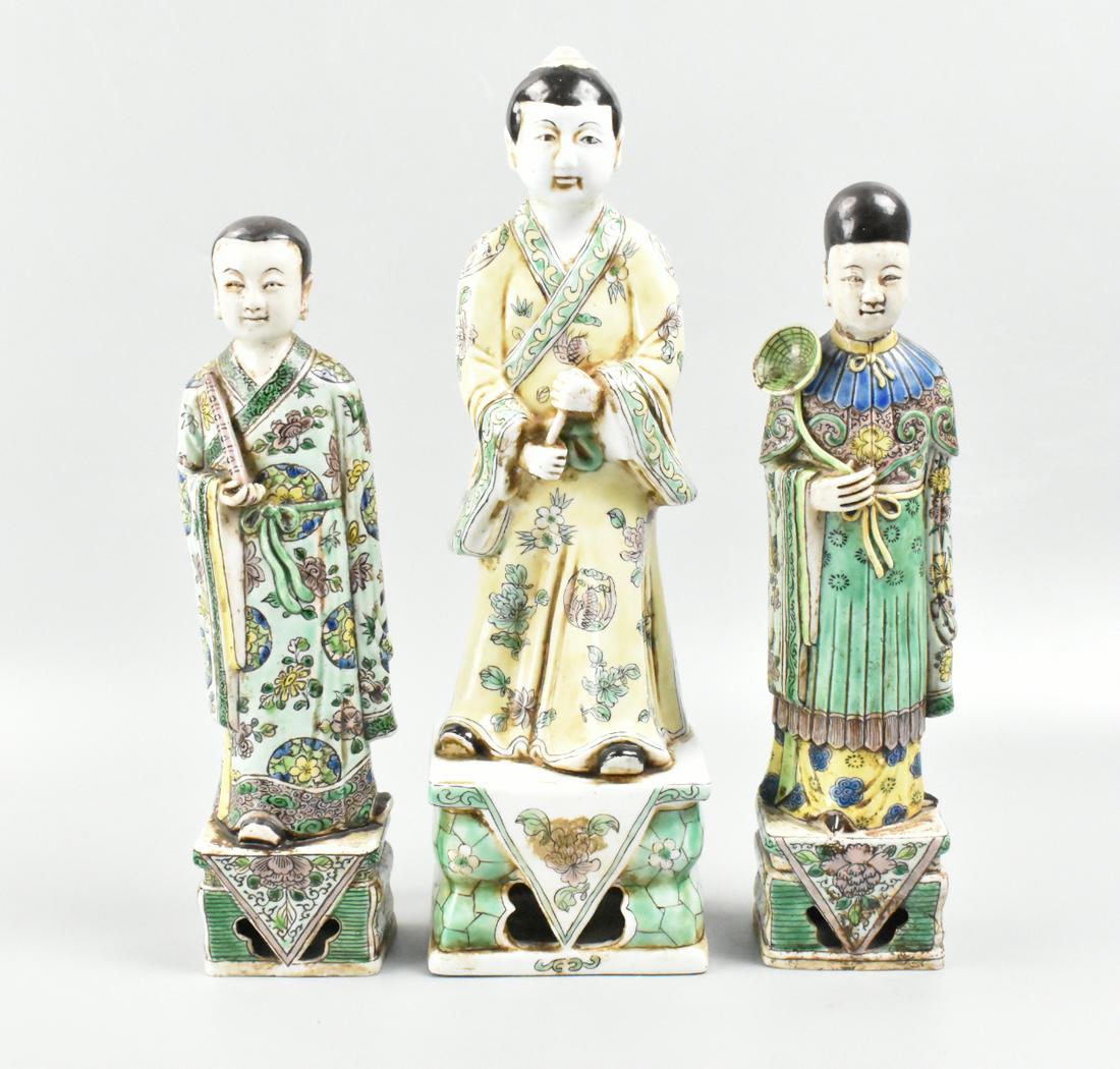 3 Chinese Famille Verte Porcelain Figures (1 of 15)