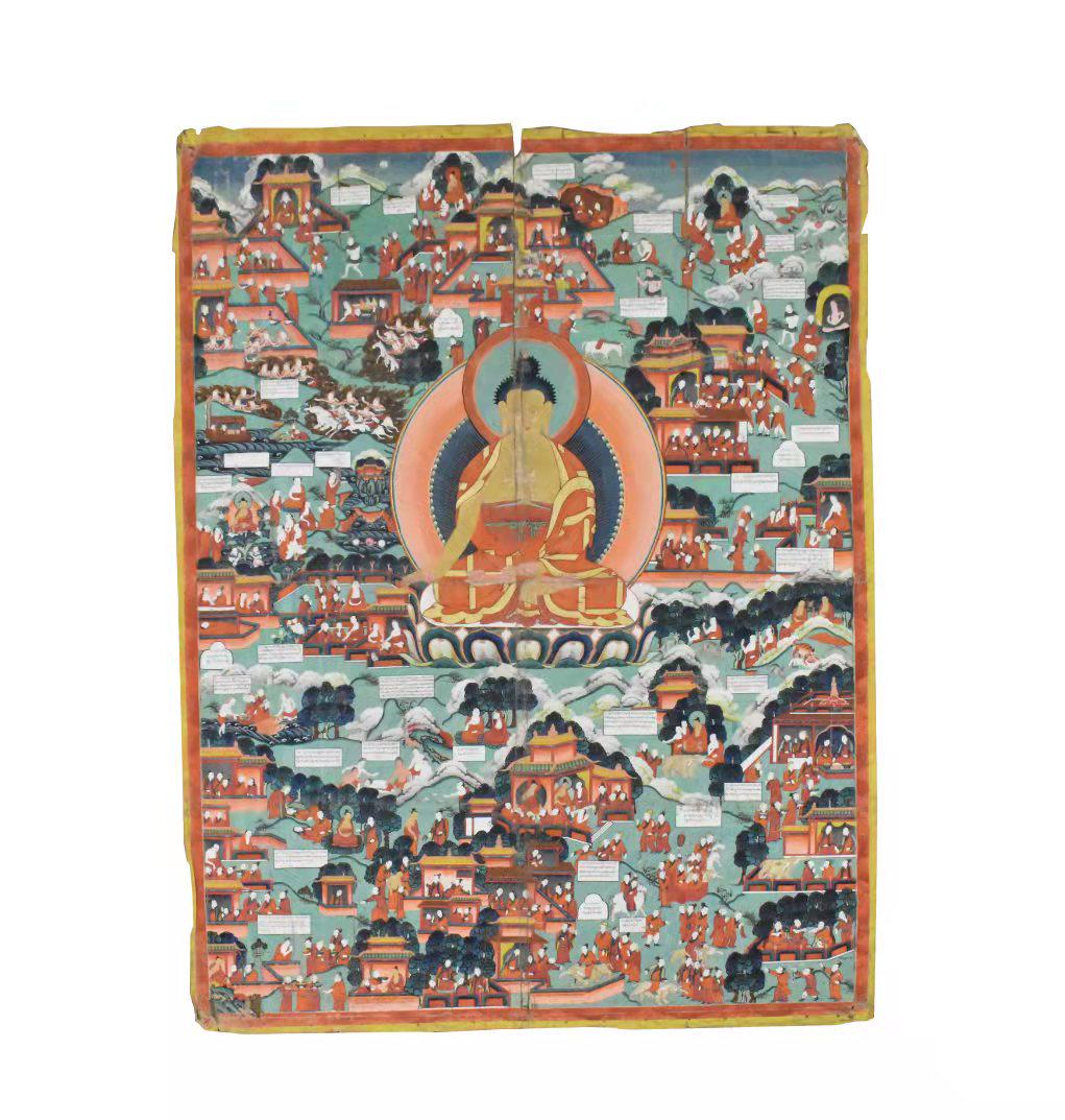 Large Tibetan Tangka of Buddhist,19th C. (1 of 4)