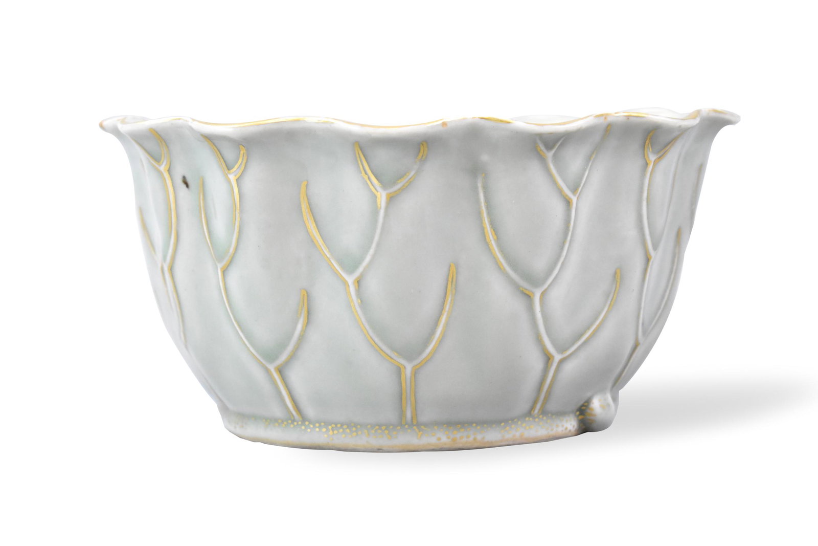 Chinese Gilt Celadon Glazed Lotus Bowl,19th C. (1 of 8)