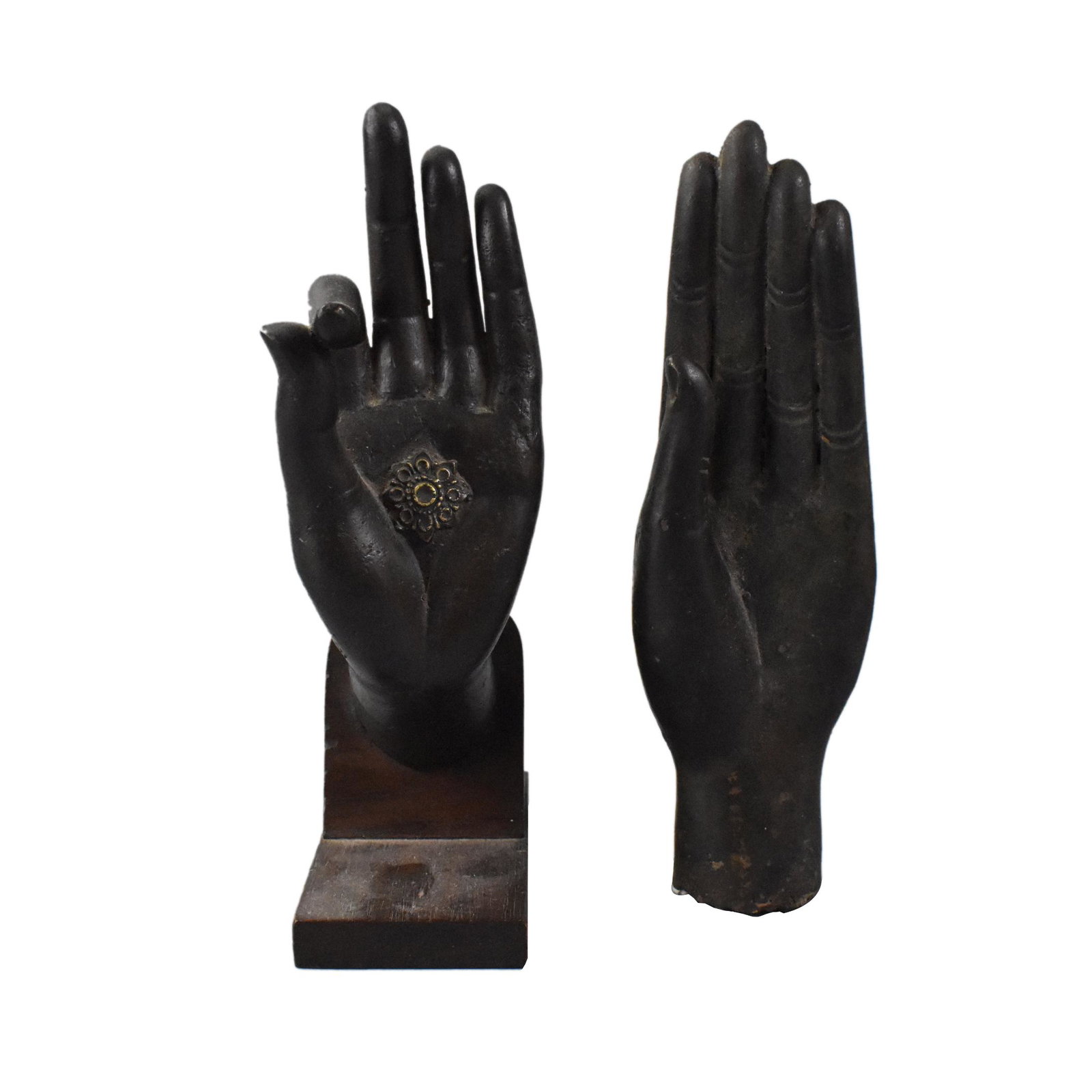 2 Asian Bronze Buddha Hand Statue, 19th C. (1 of 7)